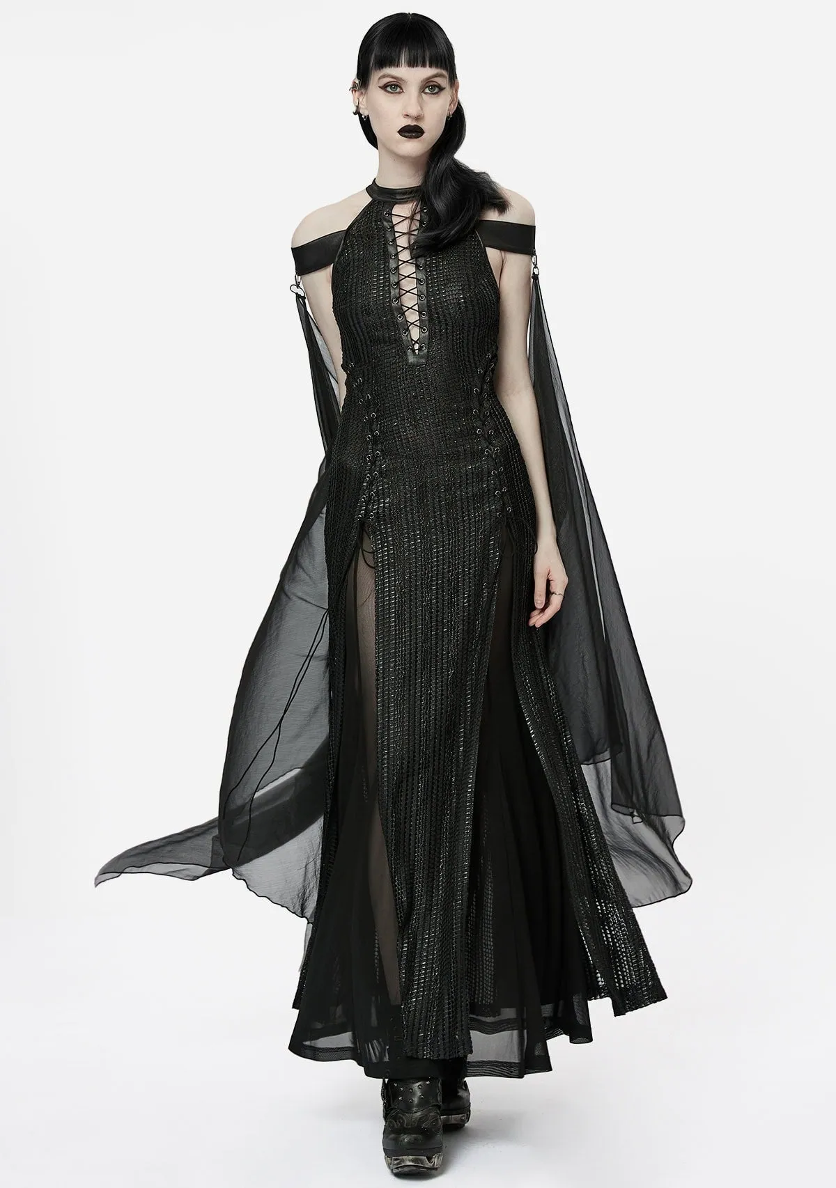 Goth Chiffon Cloak Gown sold by Shasilo Goth