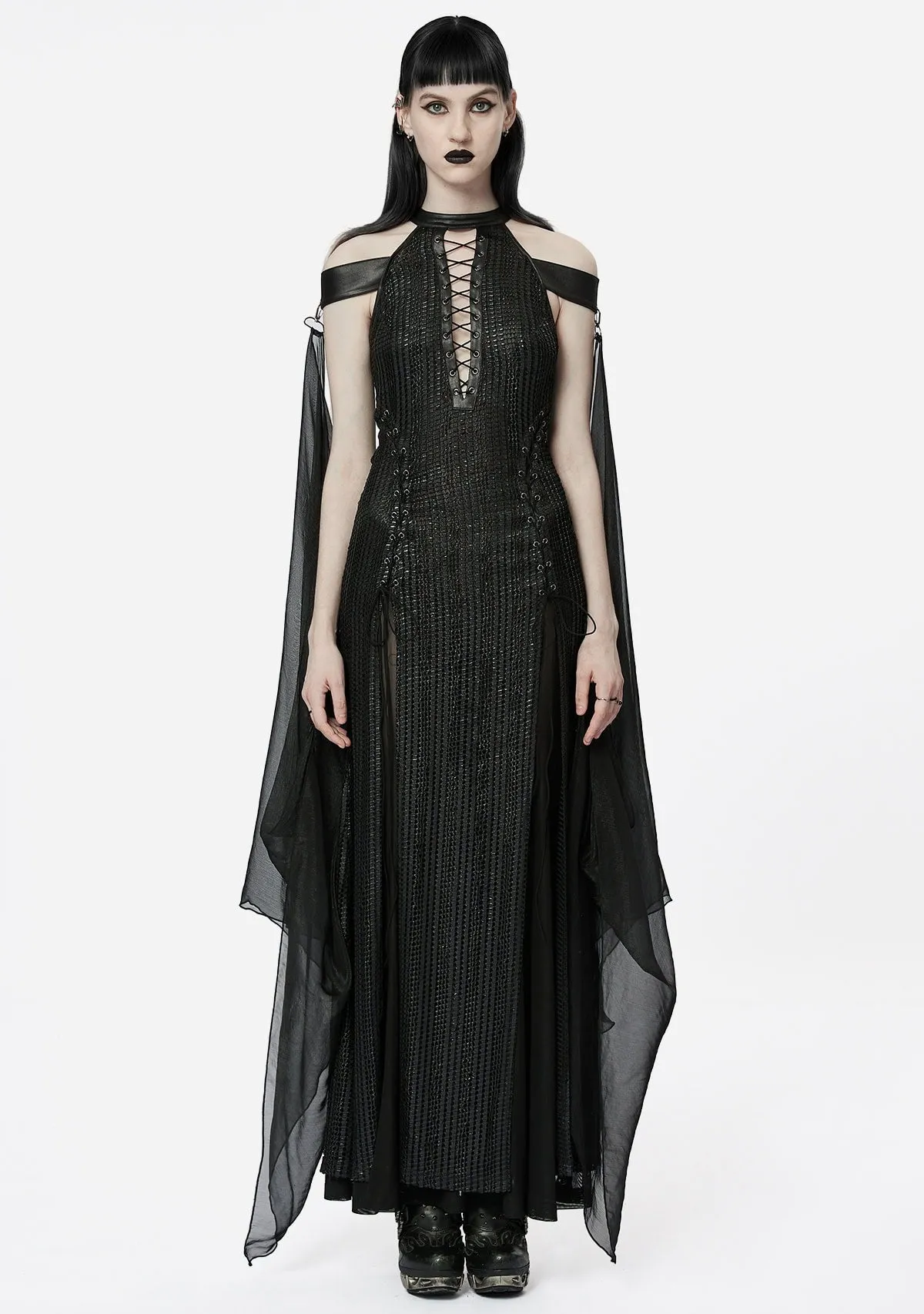 Goth Chiffon Cloak Gown sold by Shasilo Goth product image thumbnail 5