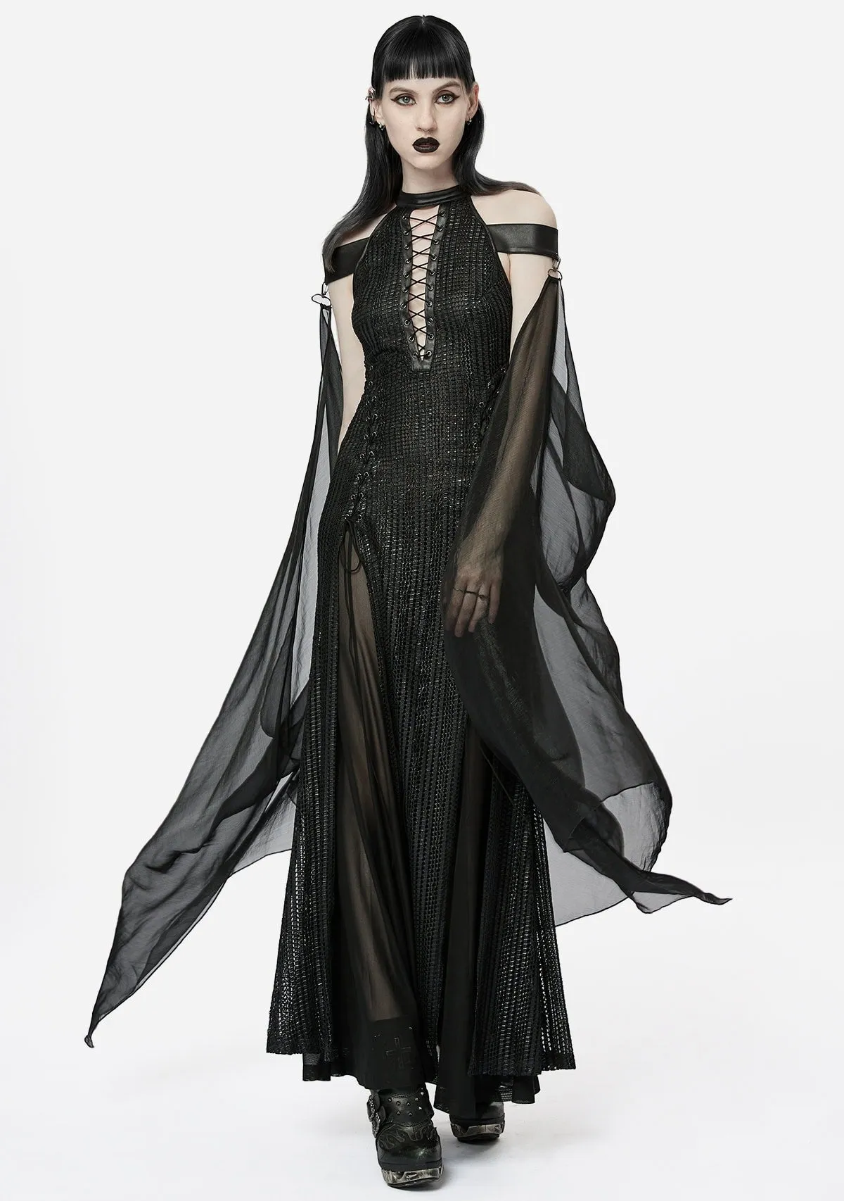 Goth Chiffon Cloak Gown sold by Shasilo Goth product image thumbnail 2