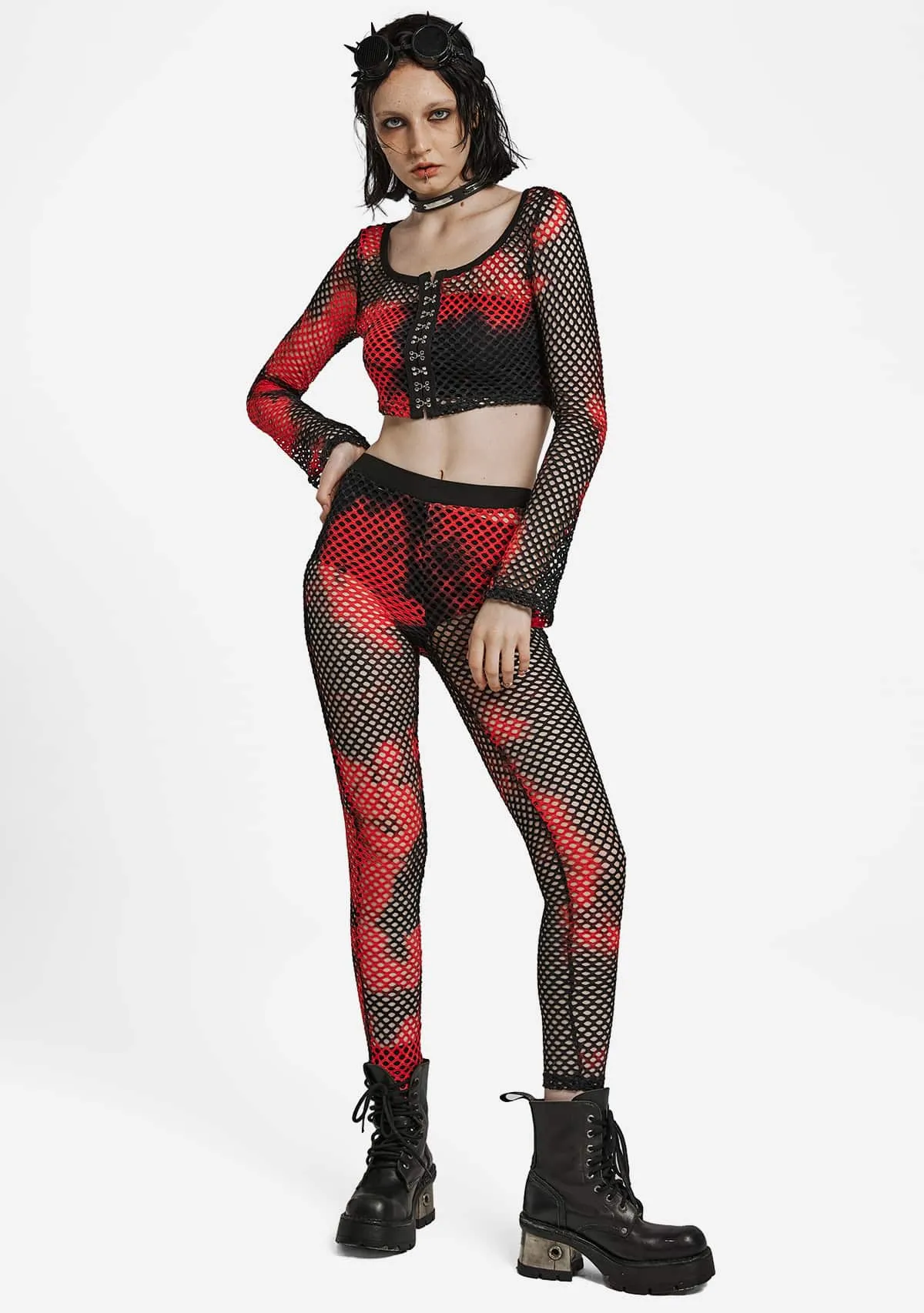 Punk Tie-dyed Mesh Leggings sold by Shasilo Goth product image thumbnail 5