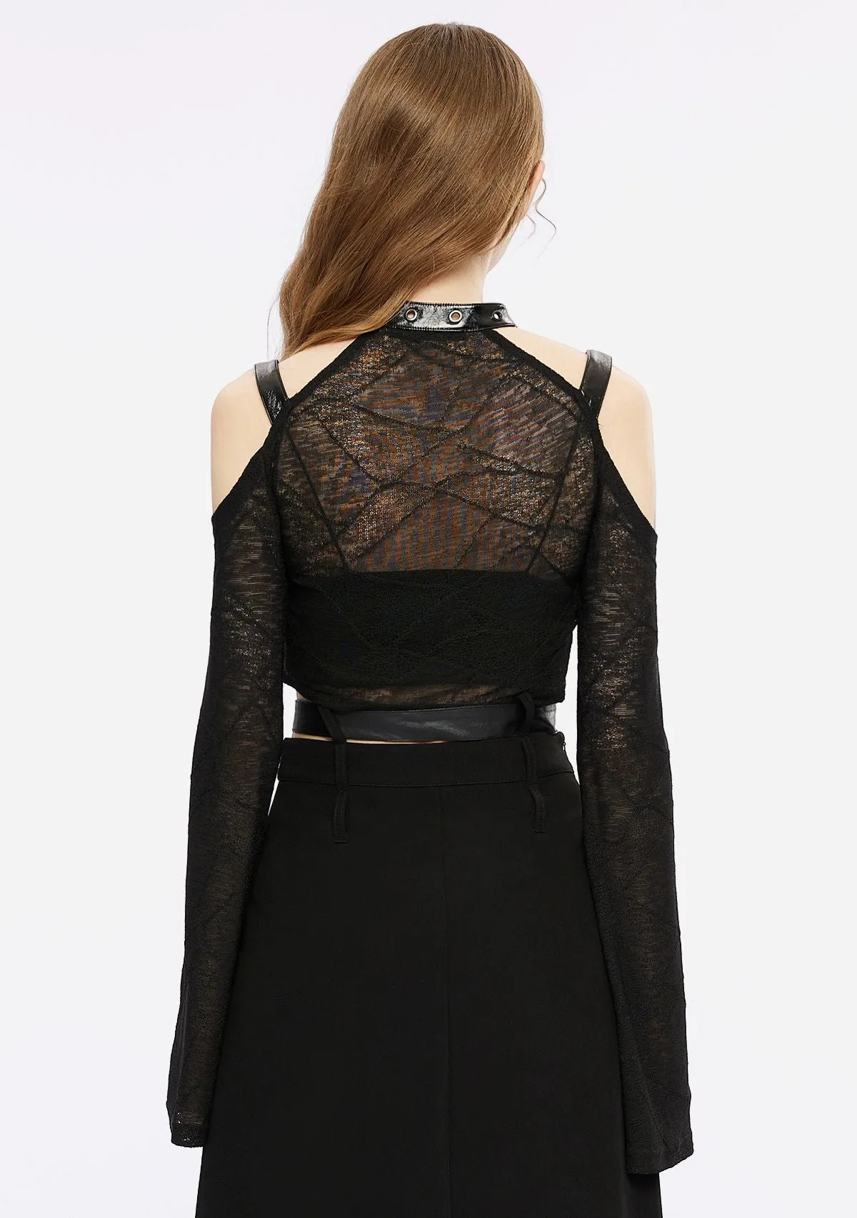 Gothic Cross Hollow Out Short Top sold by Shasilo Goth product image thumbnail 5