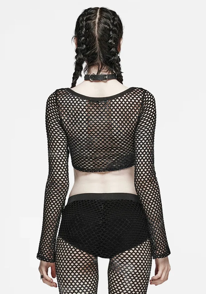 Punk Rebel Riot Tie-Dye Mesh Long Sleeve Top sold by Shasilo Goth product image thumbnail 3