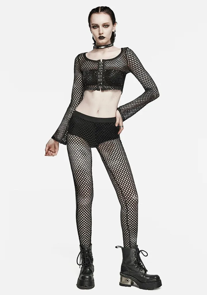 Punk Rebel Riot Tie-Dye Mesh Long Sleeve Top sold by Shasilo Goth product image thumbnail 5