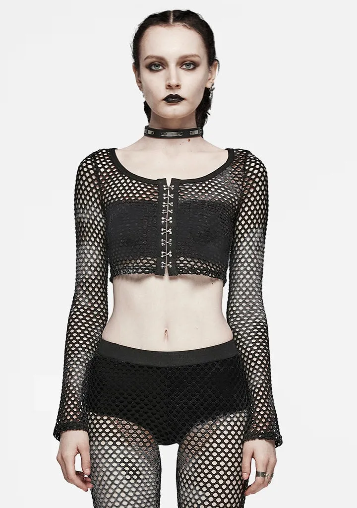 Punk Rebel Riot Tie-Dye Mesh Long Sleeve Top sold by Shasilo Goth