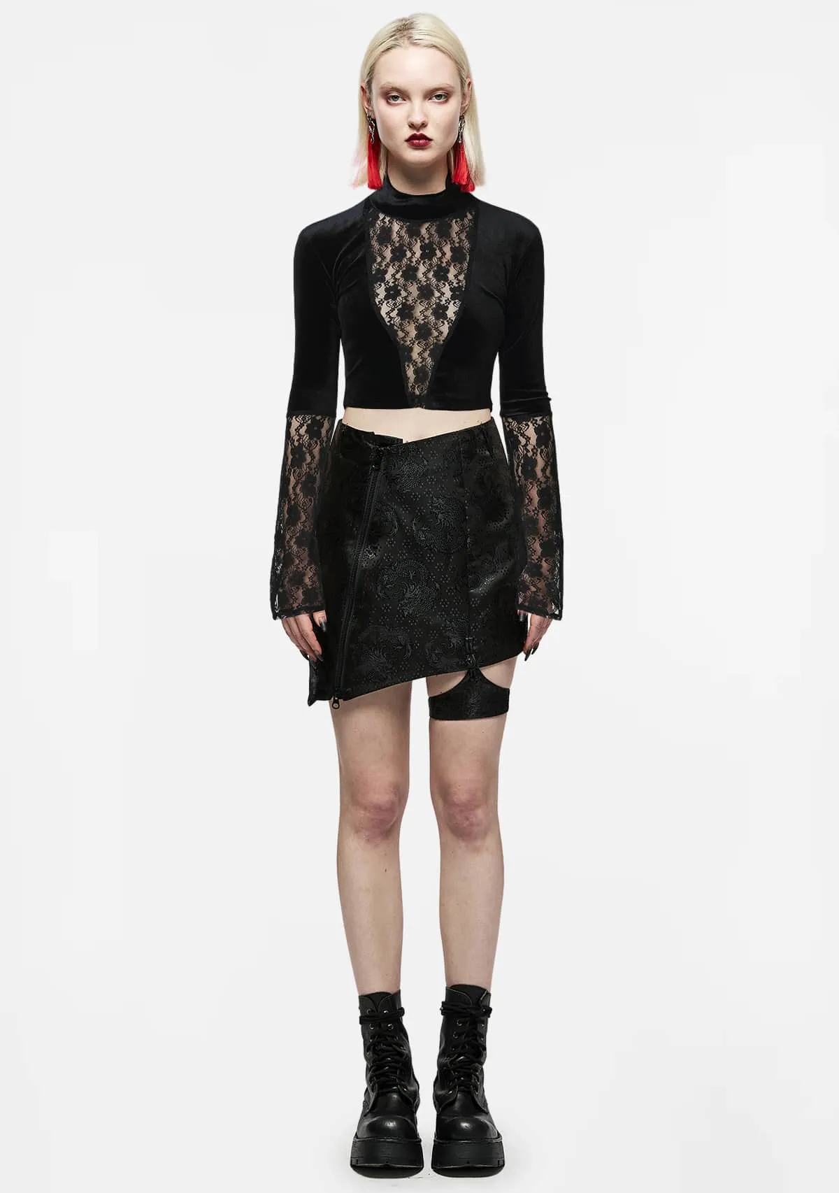 Gothic Lace Elegance Crop Top sold by Shasilo Goth product image thumbnail 5