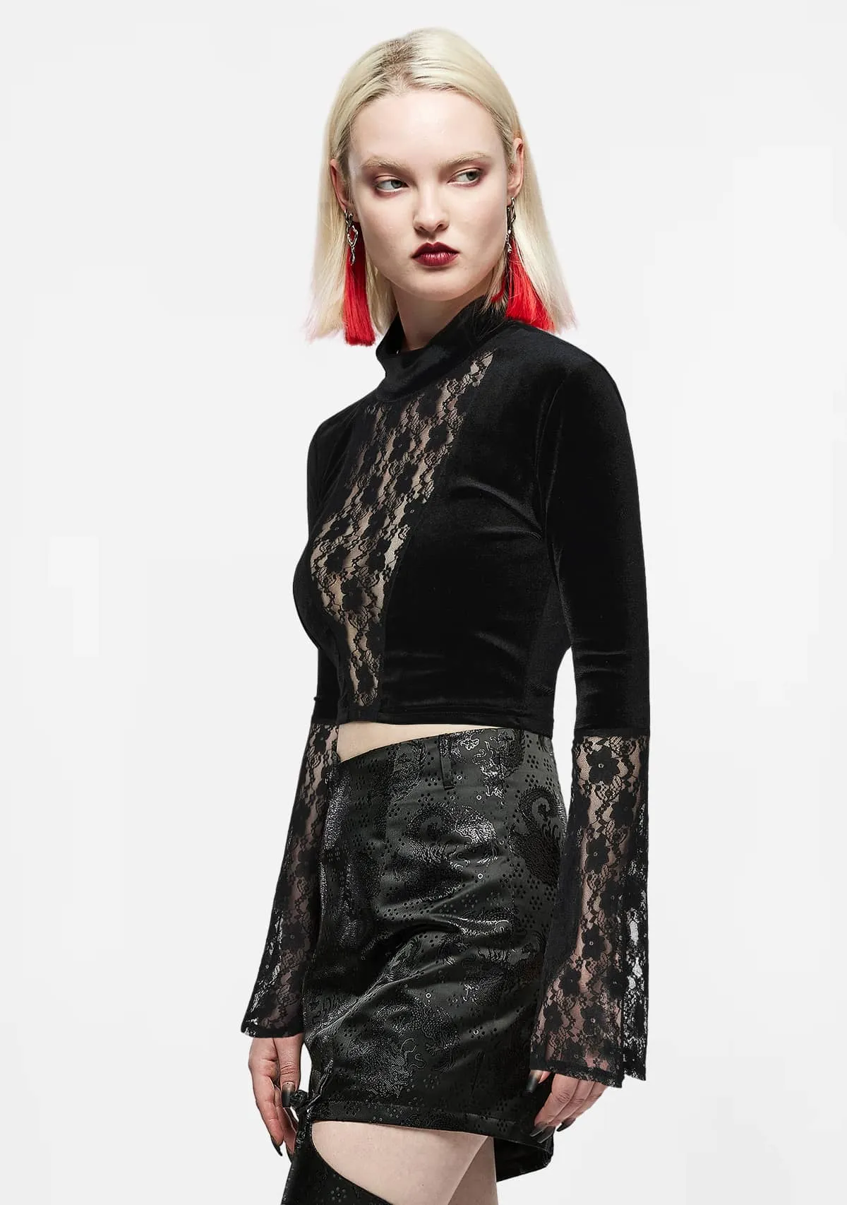 Gothic Lace Elegance Crop Top sold by Shasilo Goth product image thumbnail 3