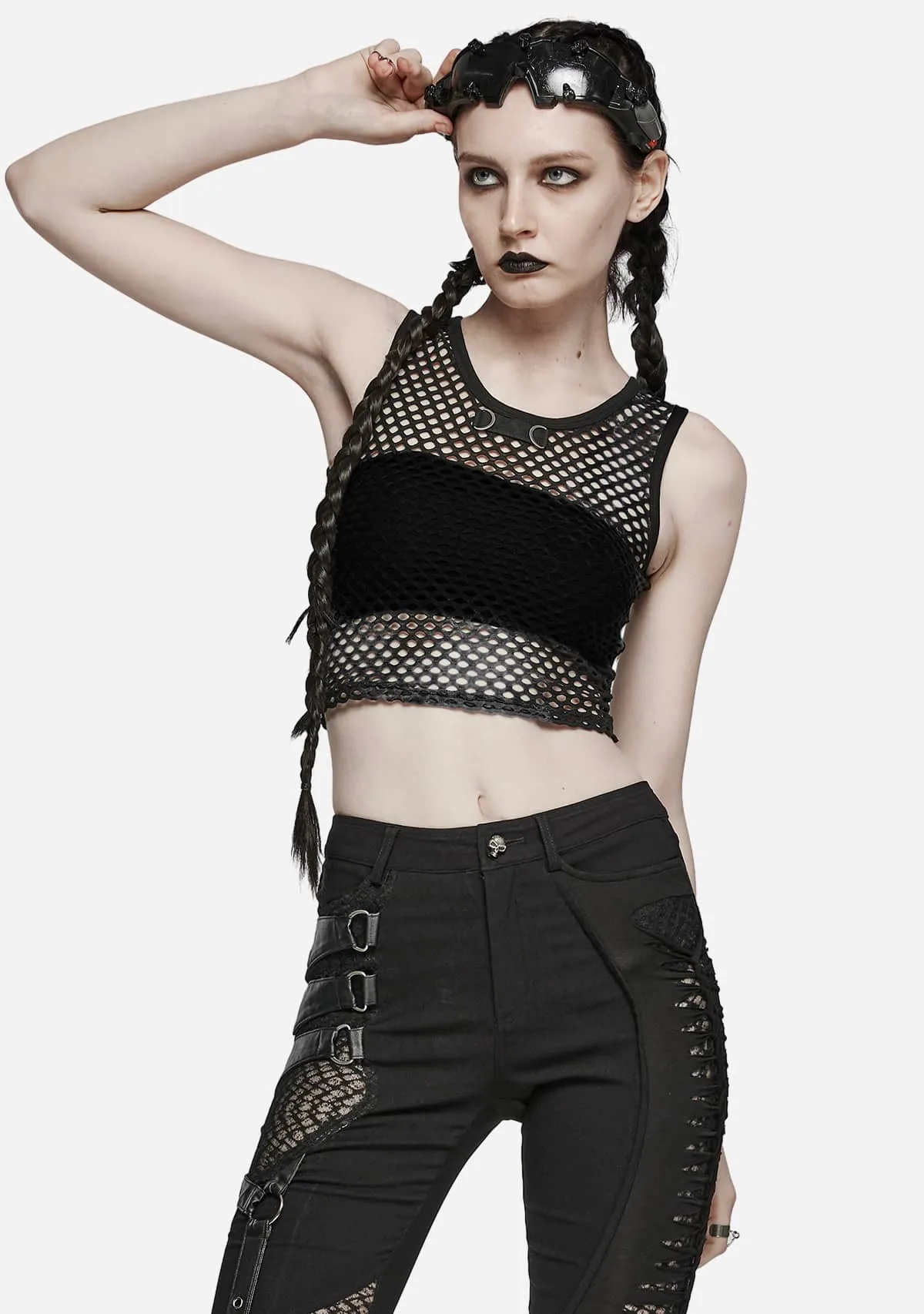 Gothic Mesh Webbing Tank Top sold by Shasilo Goth product image thumbnail 5