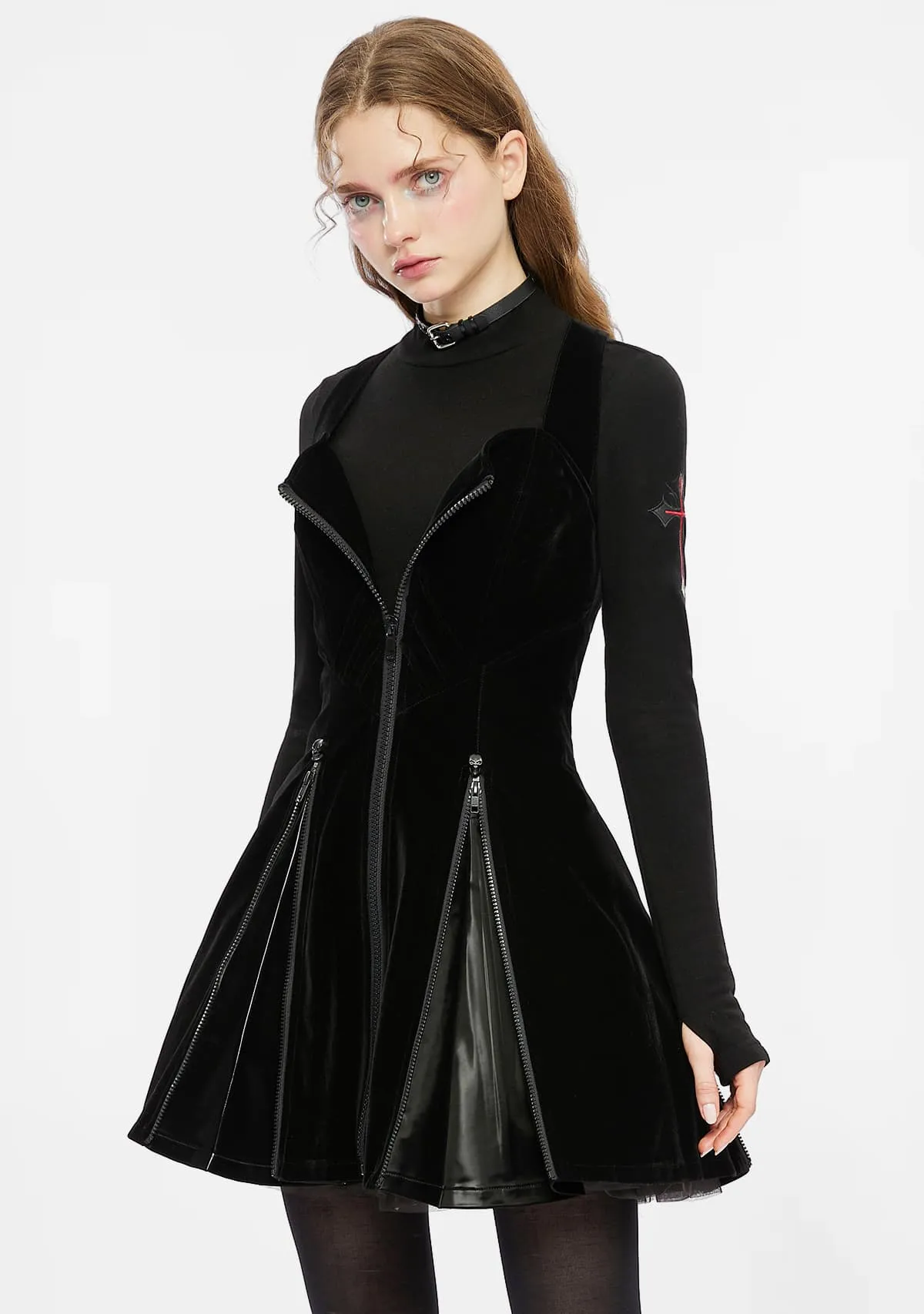 Gothic Techwear Front Zippered Tube Dress sold by Shasilo Goth product image thumbnail 4