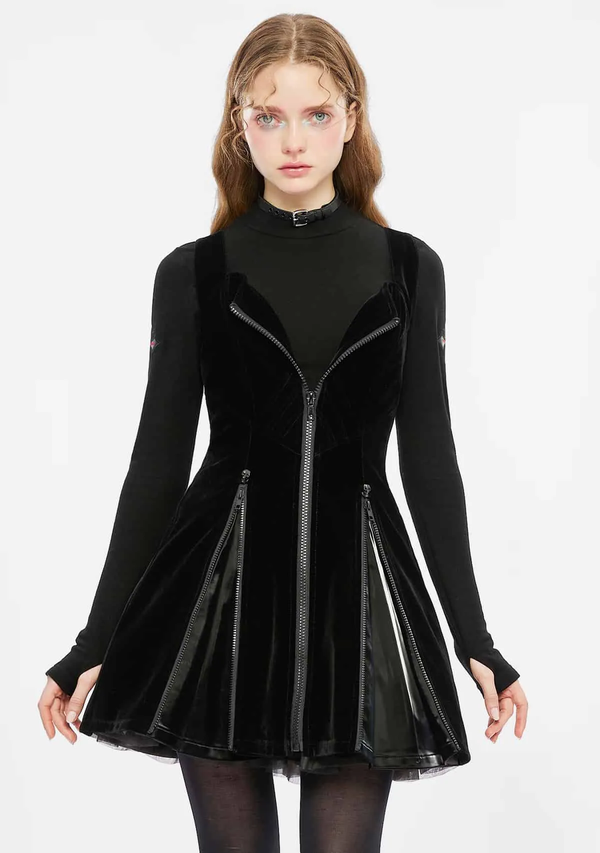 Gothic Techwear Front Zippered Tube Dress sold by Shasilo Goth