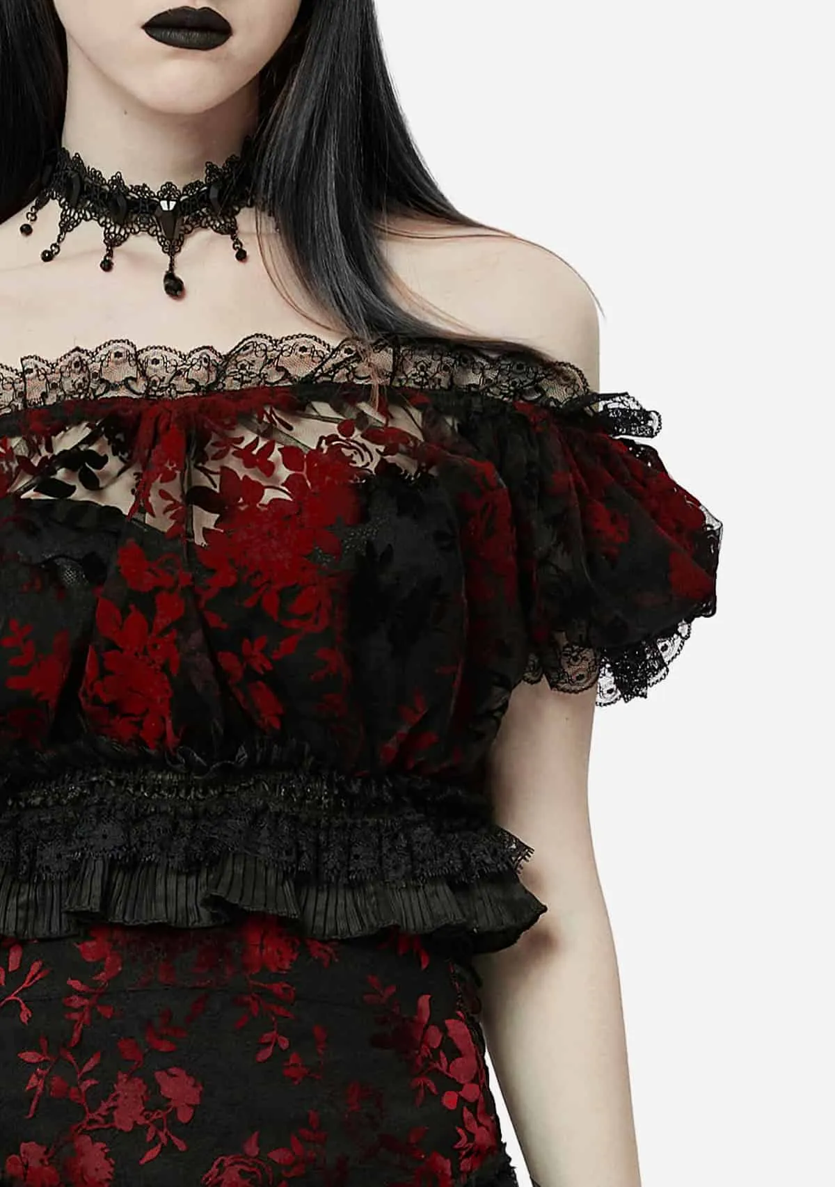 Crimson Mystique Gothic Bubble-Sleeved T-shirt sold by Shasilo Goth product image thumbnail 2