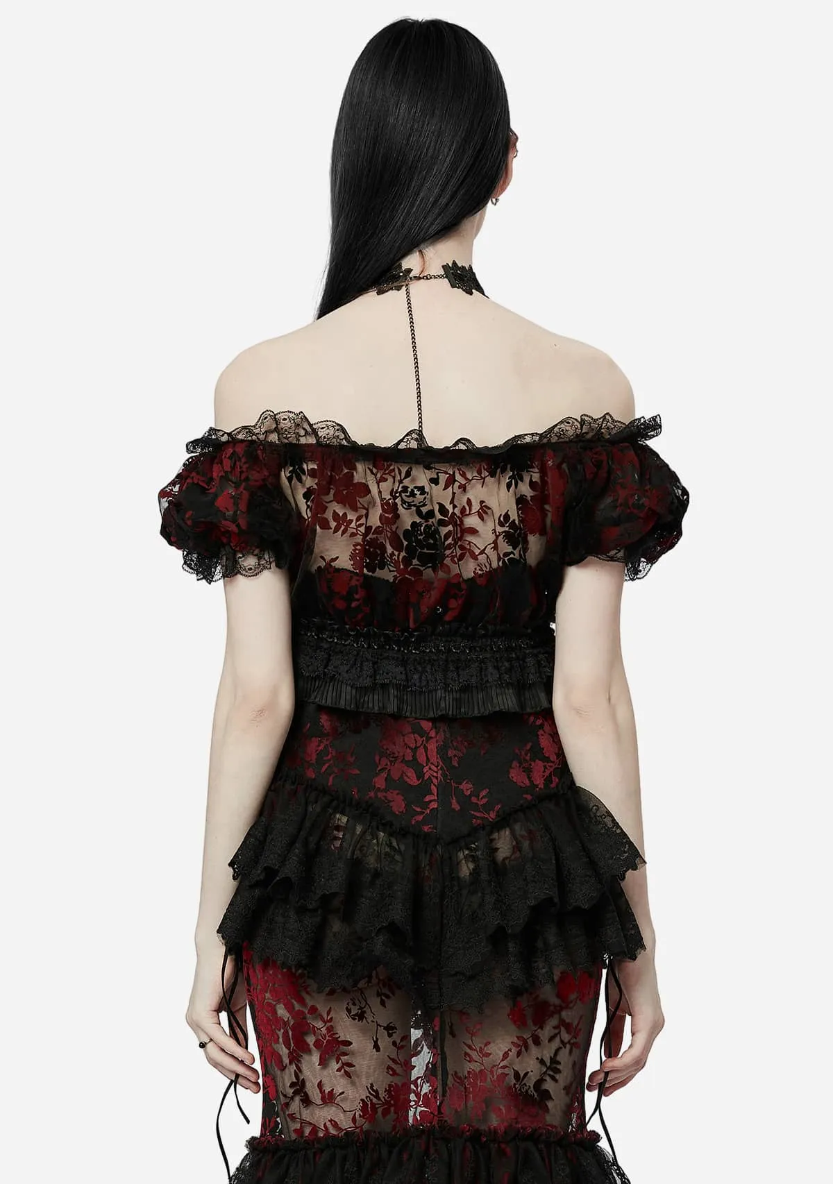 Crimson Mystique Gothic Bubble-Sleeved T-shirt sold by Shasilo Goth product image thumbnail 5