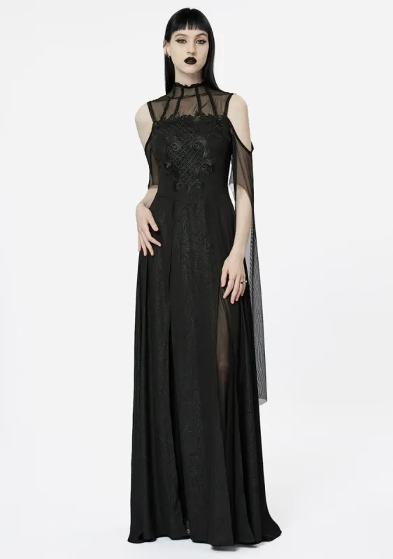 Gothic Elegance Off-Shoulder Maxi Dress sold by Shasilo Goth