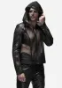 Gothic Asymmetric Leatherette Hooded Jacket sold by Shasilo Goth