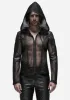 Gothic Asymmetric Leatherette Hooded Jacket sold by Shasilo Goth