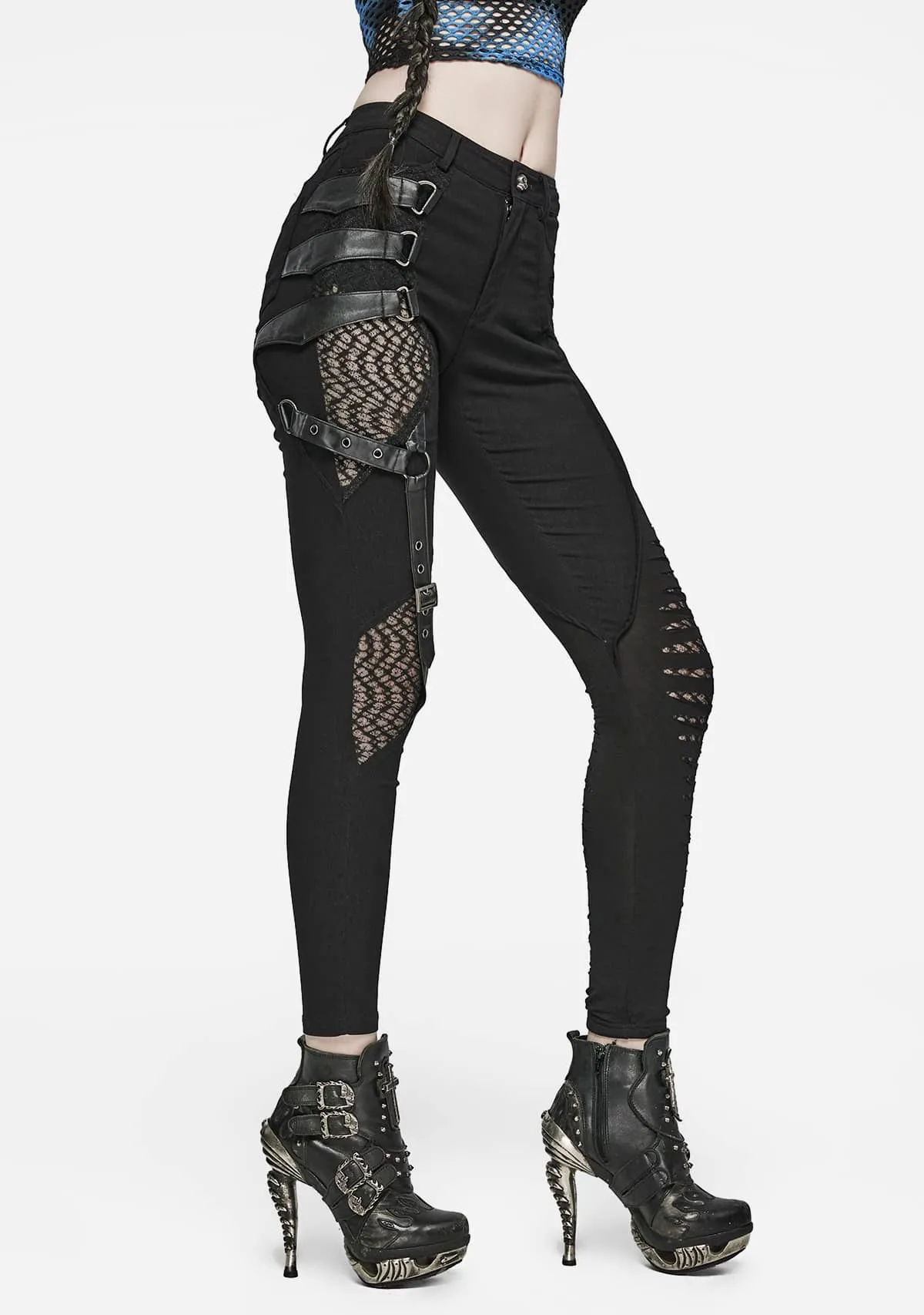 Gothic Asymmetry Burnt Weave Pants sold by Shasilo Goth product image thumbnail 3
