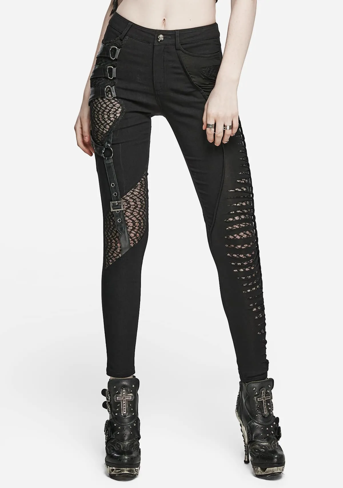 Gothic Asymmetry Burnt Weave Pants sold by Shasilo Goth
