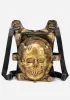 Punk Gold 3D Skull Leather Backpack sold by Shasilo Goth