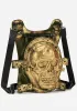 Punk Gold 3D Skull Leather Backpack sold by Shasilo Goth