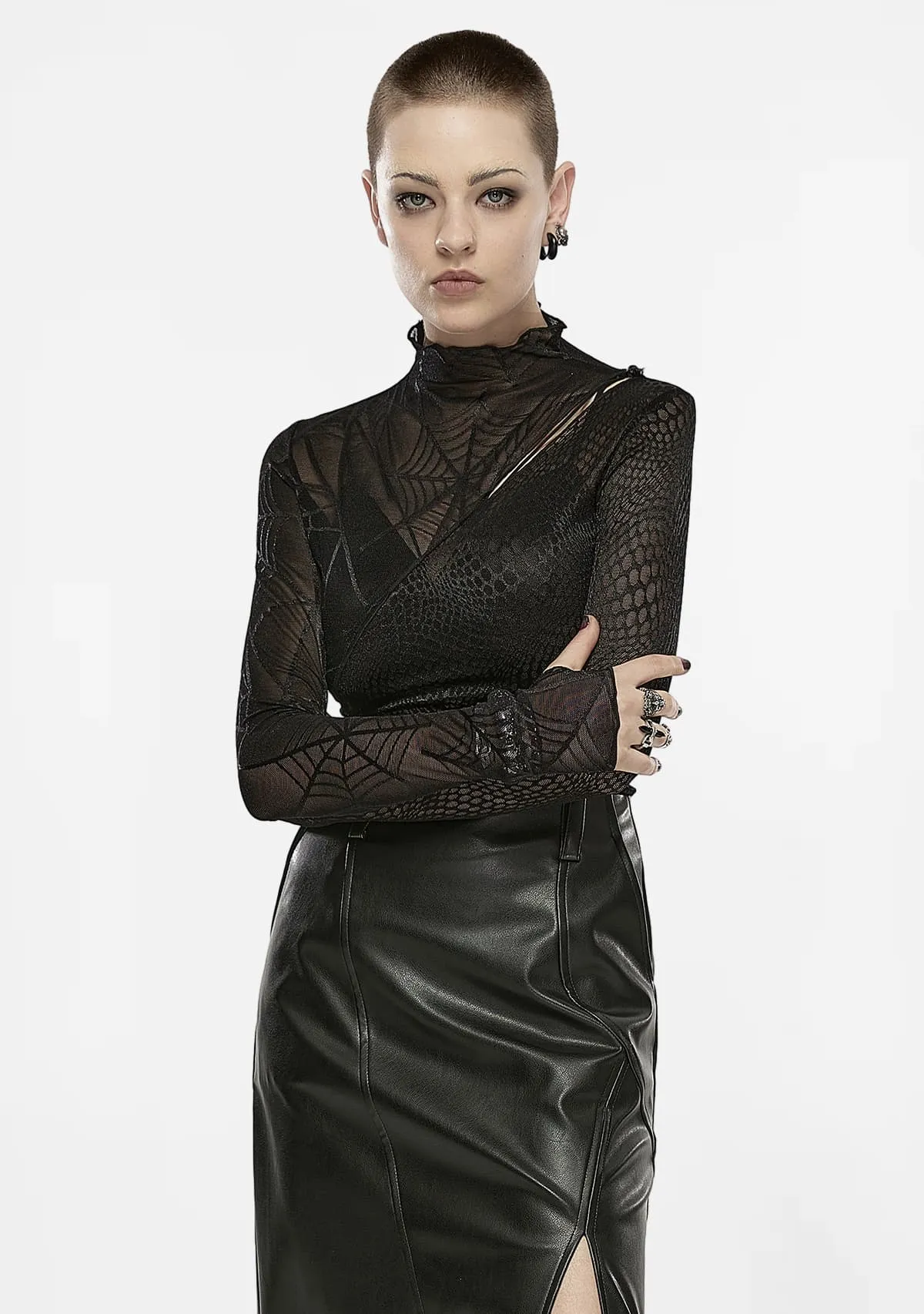 Gothic Spider's Web Python Mesh Intrigue T-Shirt sold by Shasilo Goth