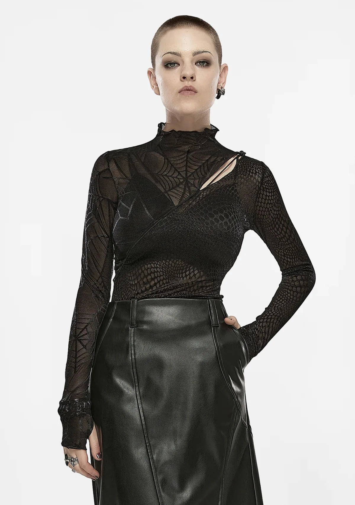 Gothic Spider's Web Python Mesh Intrigue T-Shirt sold by Shasilo Goth product image thumbnail 5