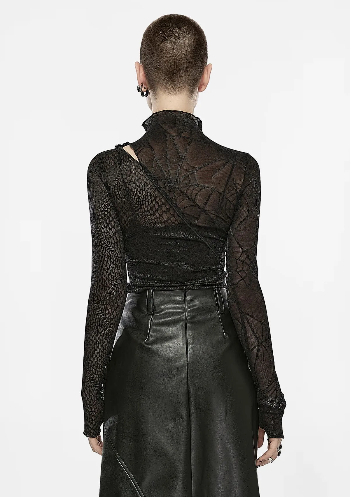 Gothic Spider's Web Python Mesh Intrigue T-Shirt sold by Shasilo Goth product image thumbnail 4