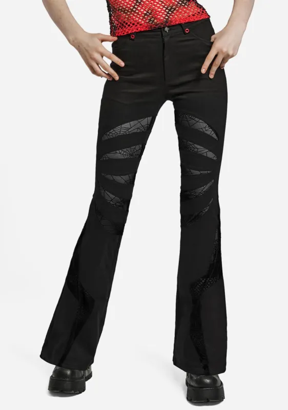 Gothic Shadow Spike Flare Trousers sold by Shasilo Goth