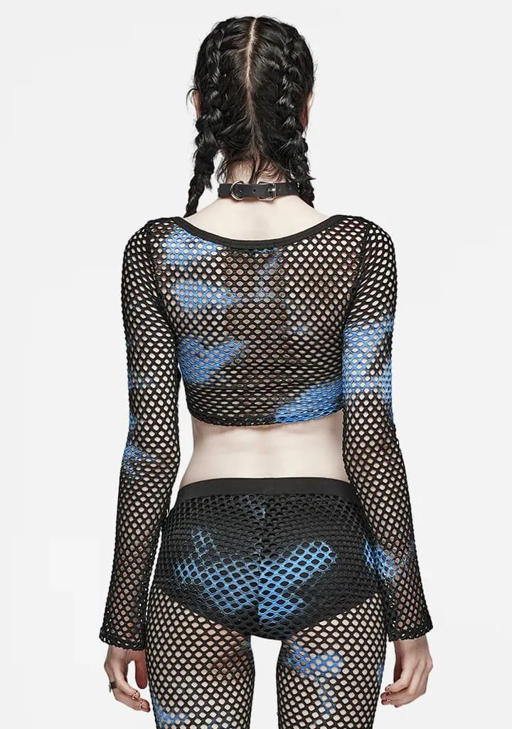 Punk Turbulent Tie-Dye Mesh Top sold by Shasilo Goth product image thumbnail 4
