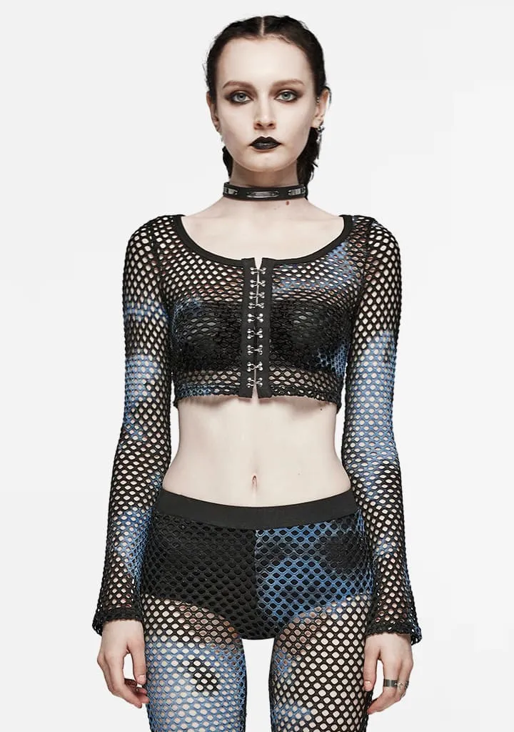Punk Turbulent Tie-Dye Mesh Top sold by Shasilo Goth