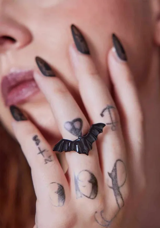 Dark Gothic Open Bat Ring sold by Shasilo Goth