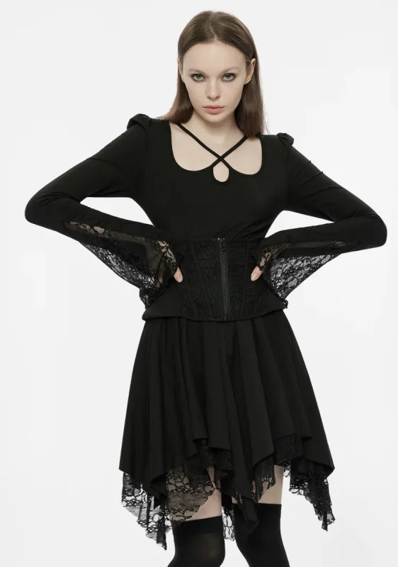 Gothic Flared Lace Cuff Dress sold by Shasilo Goth