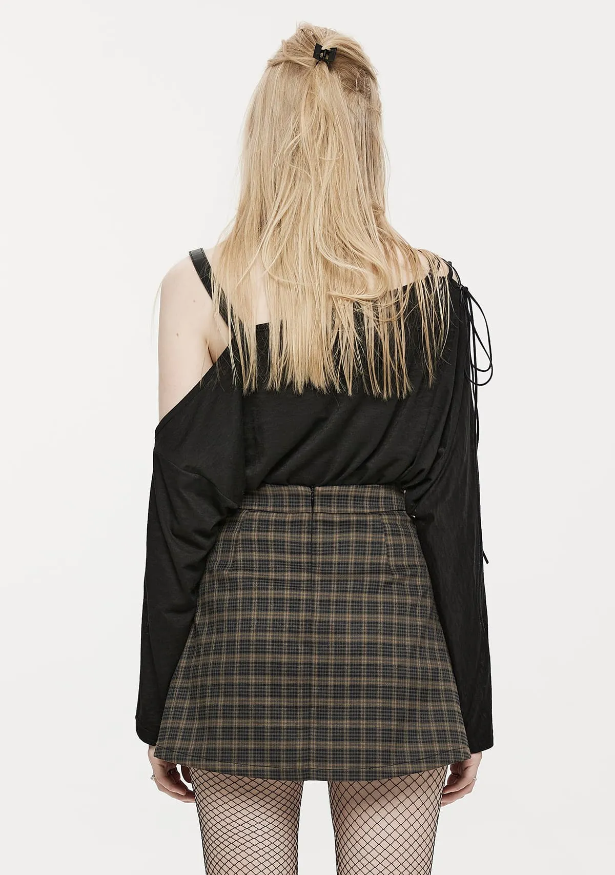 Gothic Butterfly Bone Off-Shoulder T-Shirt sold by Shasilo Goth product image thumbnail 4