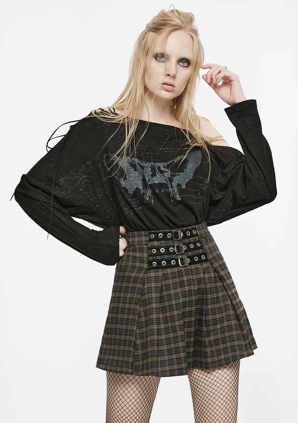 Gothic Butterfly Bone Off-Shoulder T-Shirt sold by Shasilo Goth