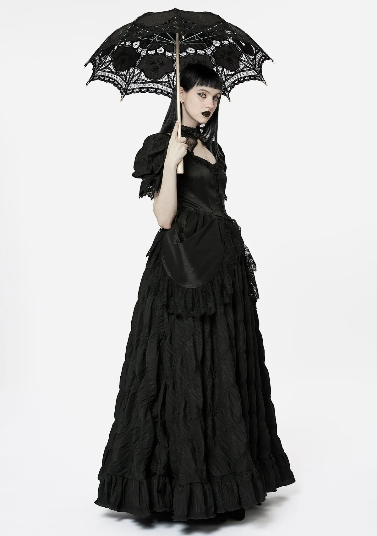 Gothic Aristocrat Off-Shoulder Chiffon Dress sold by Shasilo Goth product image thumbnail 3