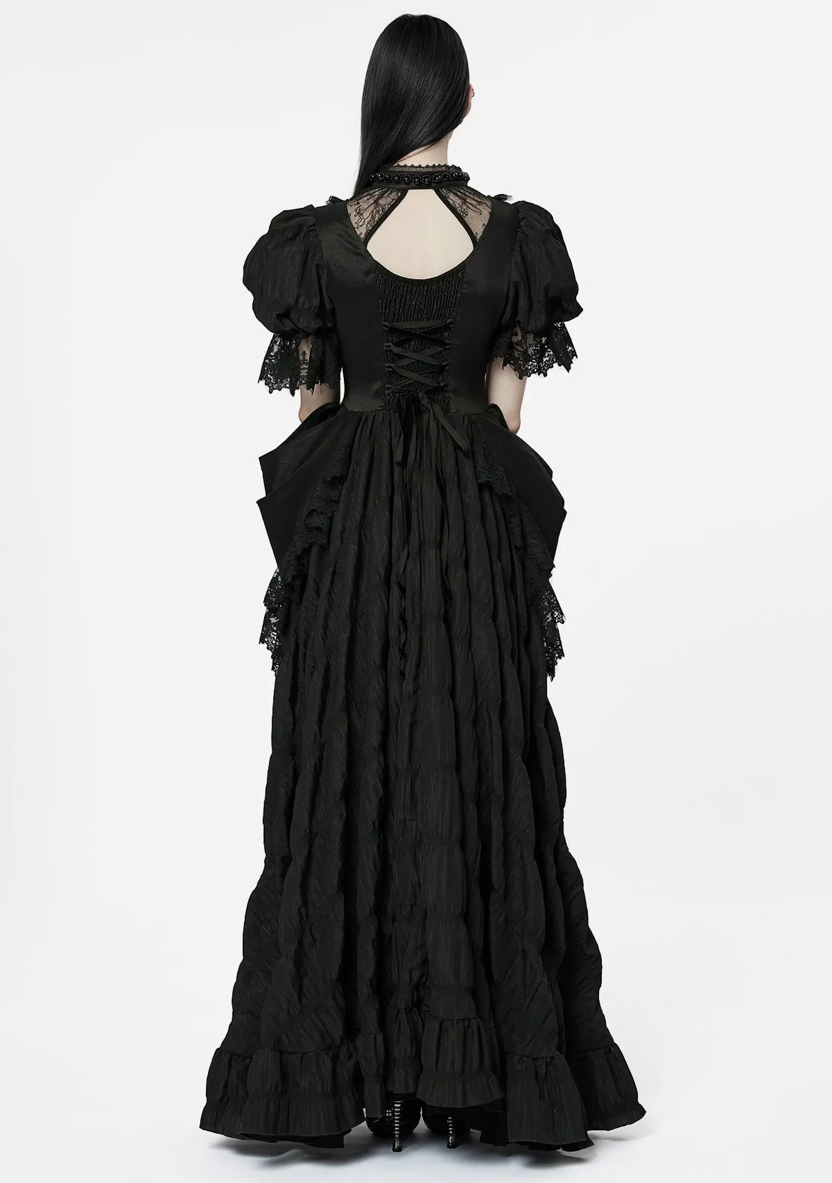 Gothic Aristocrat Off-Shoulder Chiffon Dress sold by Shasilo Goth product image thumbnail 4