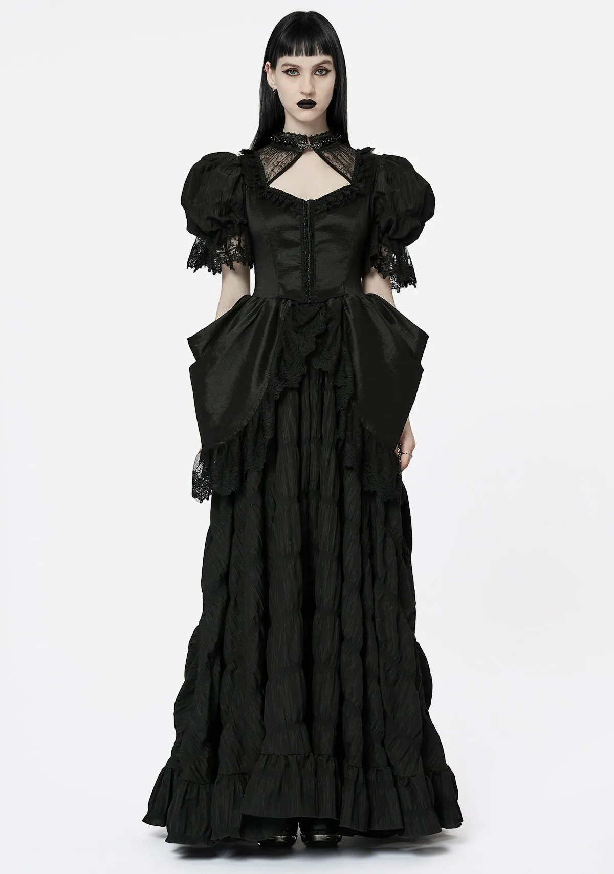 Gothic Aristocrat Off-Shoulder Chiffon Dress sold by Shasilo Goth