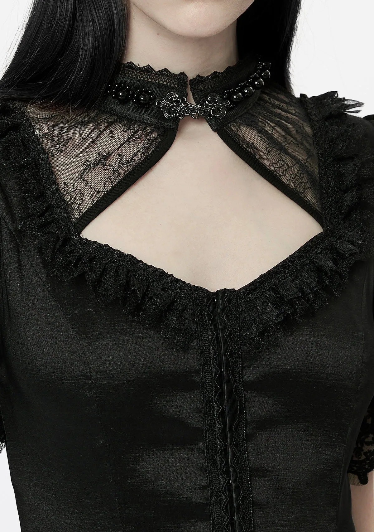 Gothic Aristocrat Off-Shoulder Chiffon Dress sold by Shasilo Goth product image thumbnail 5