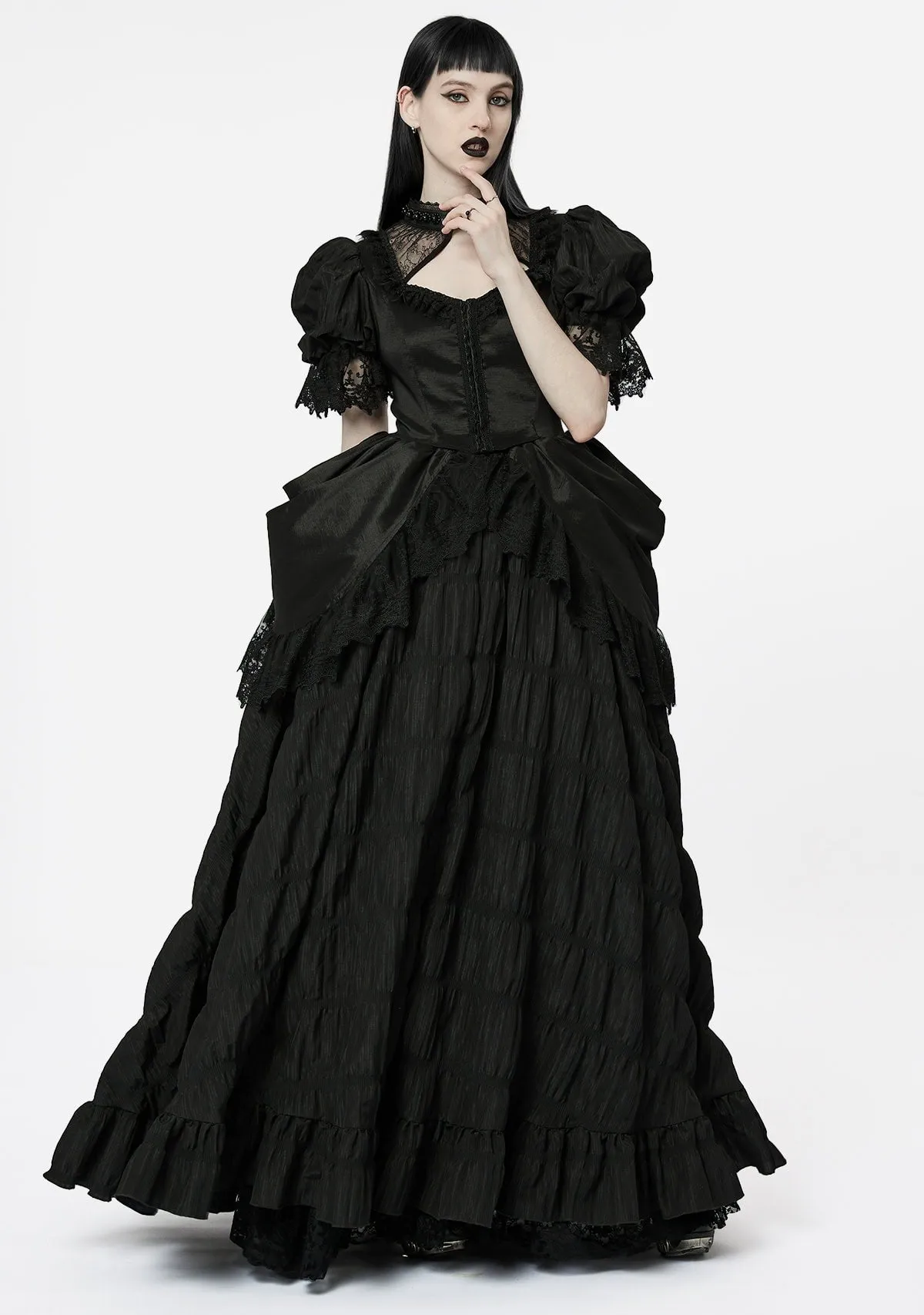 Gothic Aristocrat Off-Shoulder Chiffon Dress sold by Shasilo Goth product image thumbnail 2