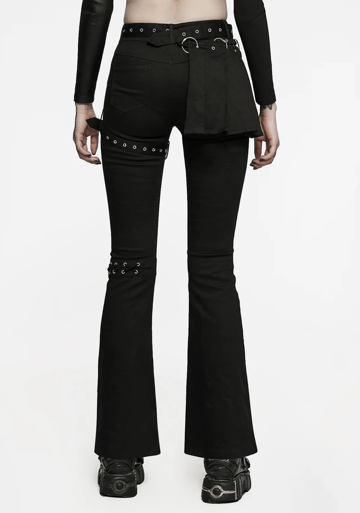 Medium Low Waist Punk Flared Pants sold by Shasilo Goth product image thumbnail 4