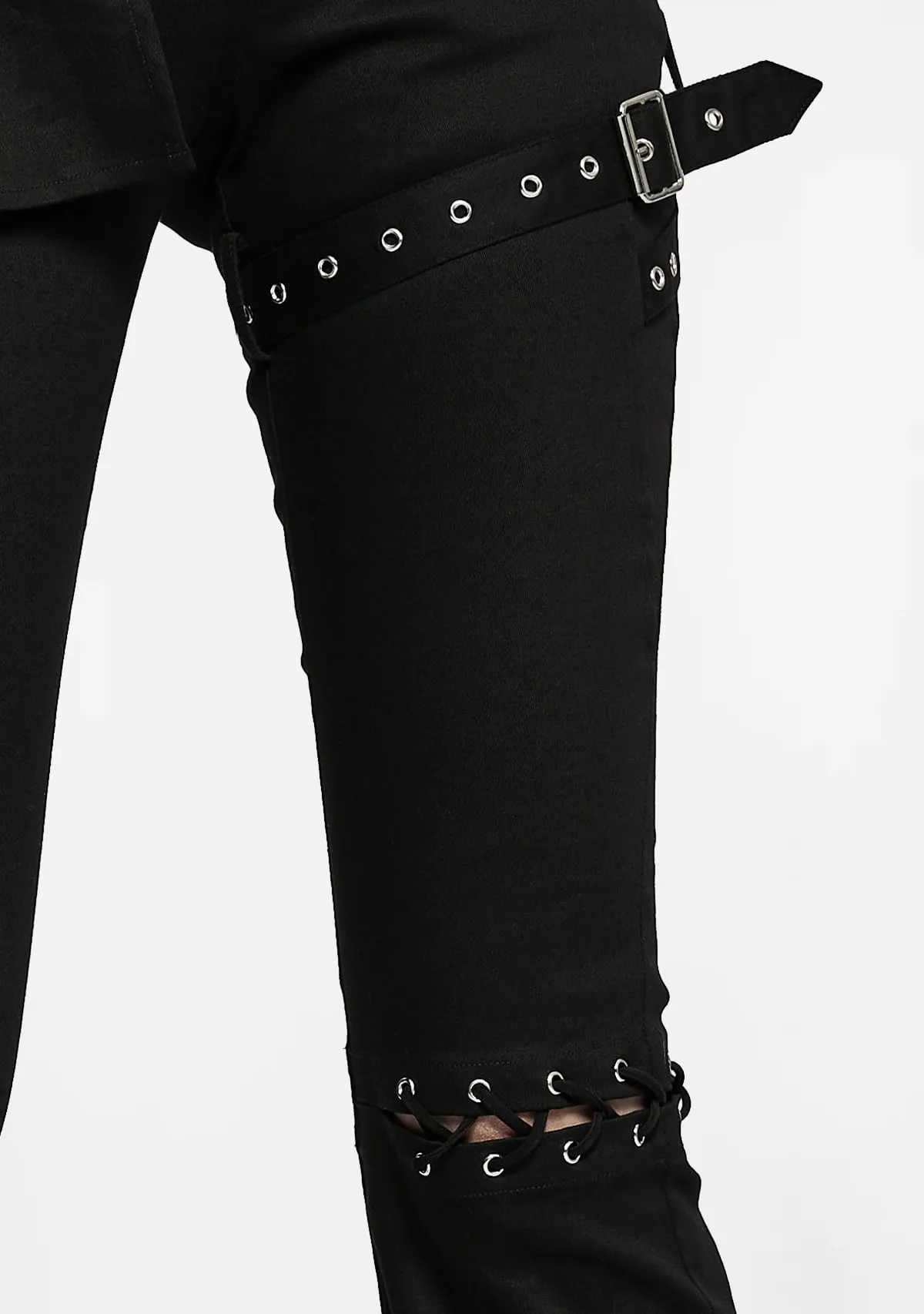 Medium Low Waist Punk Flared Pants sold by Shasilo Goth product image thumbnail 3