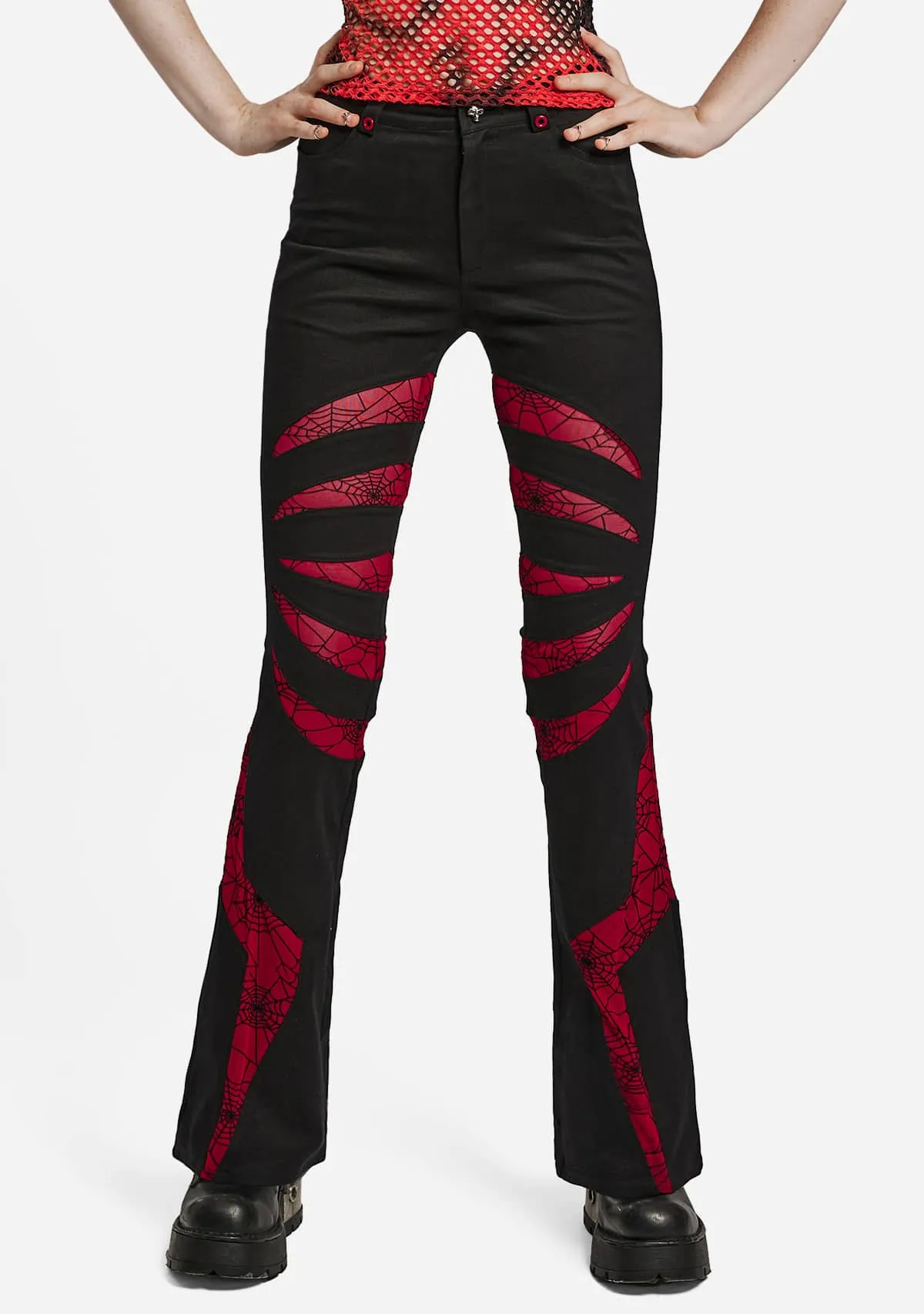 Goth Pointed Flared Trousers sold by Shasilo Goth product image thumbnail 5