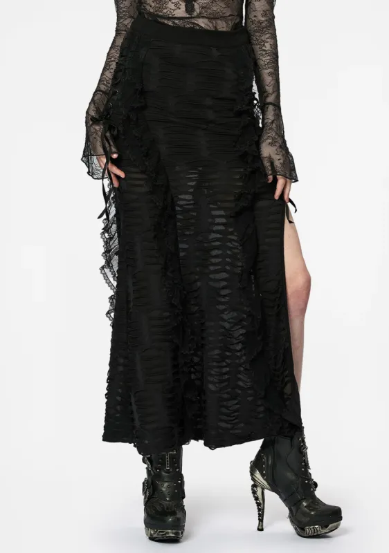 Gothic Decadent Lace High Slit Ruffle Skirt sold by Shasilo Goth