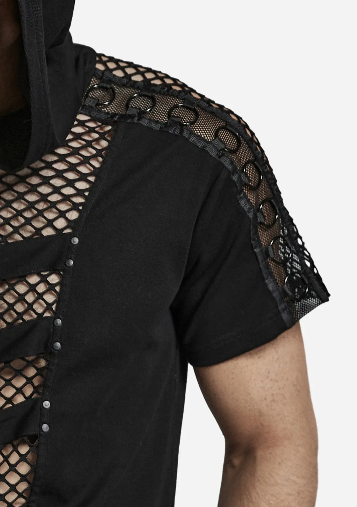 Punk Stylish Black Mesh Hoodie T-Shirt sold by Shasilo Goth product image thumbnail 2