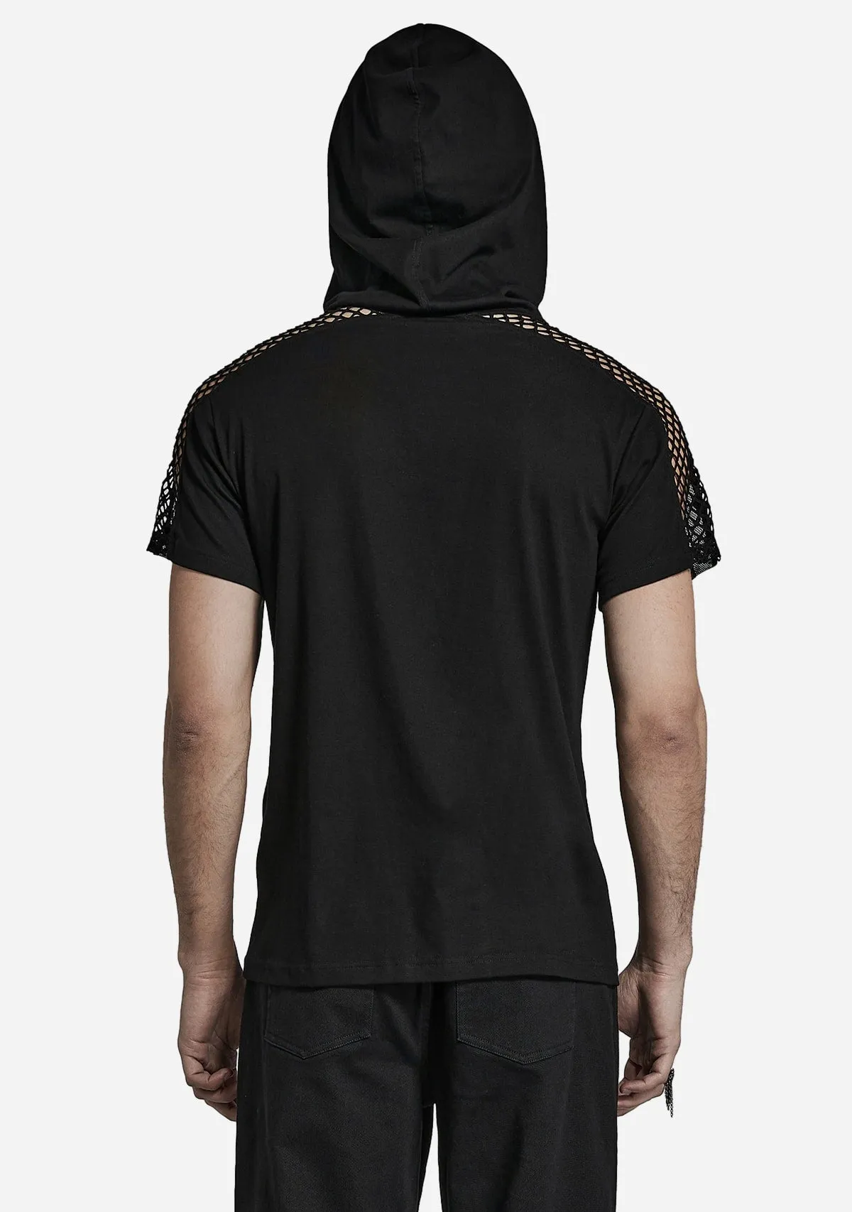 Punk Stylish Black Mesh Hoodie T-Shirt sold by Shasilo Goth product image thumbnail 5
