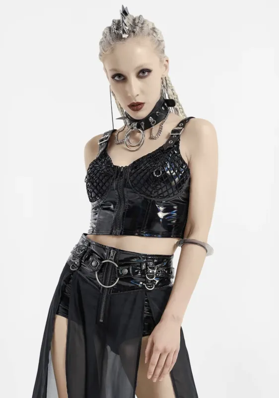 Punk PU Glossy Mesh Vest sold by Shasilo Goth