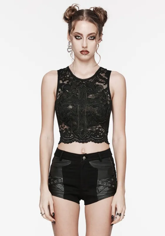 Goth Grace Lace Cross Tank sold by Shasilo Goth