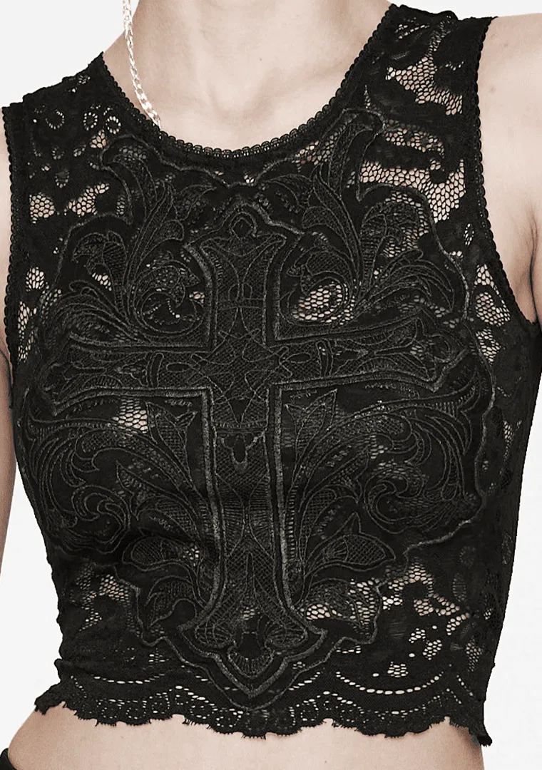 Goth Grace Lace Cross Tank sold by Shasilo Goth product image thumbnail 5