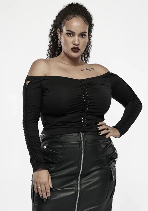 Gothic Plus Size Long Sleeve Knit T-Shirt sold by Shasilo Goth