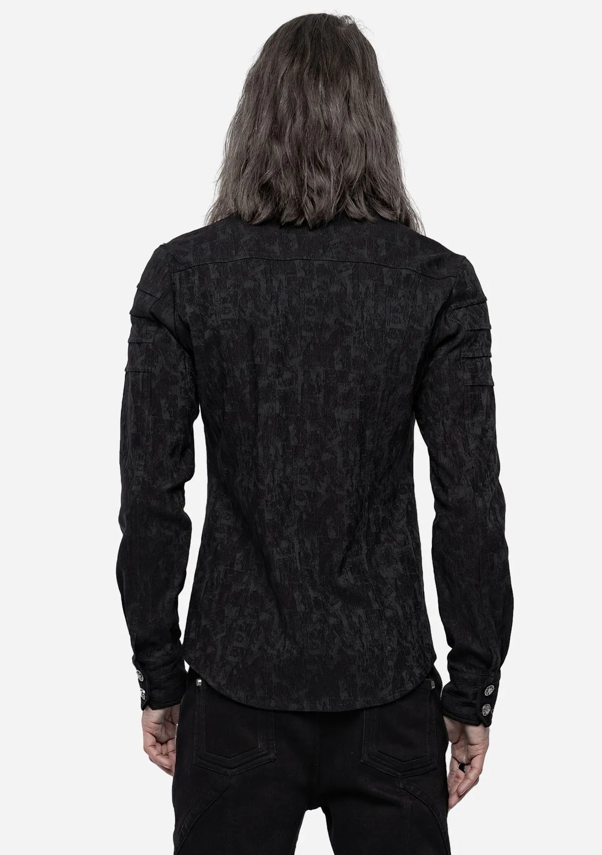 Elastic Jacquard Punk Long Sleeve Shirt sold by Shasilo Goth product image thumbnail 4