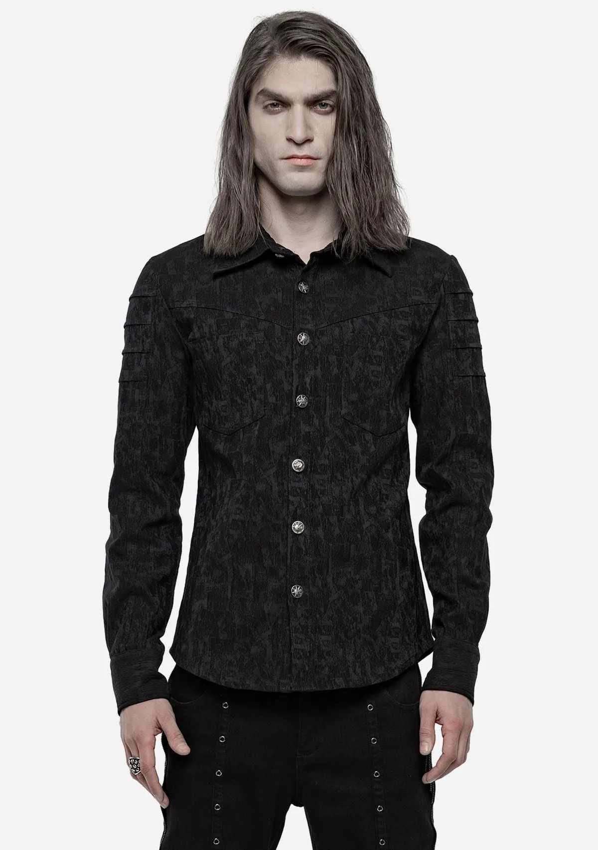 Elastic Jacquard Punk Long Sleeve Shirt sold by Shasilo Goth