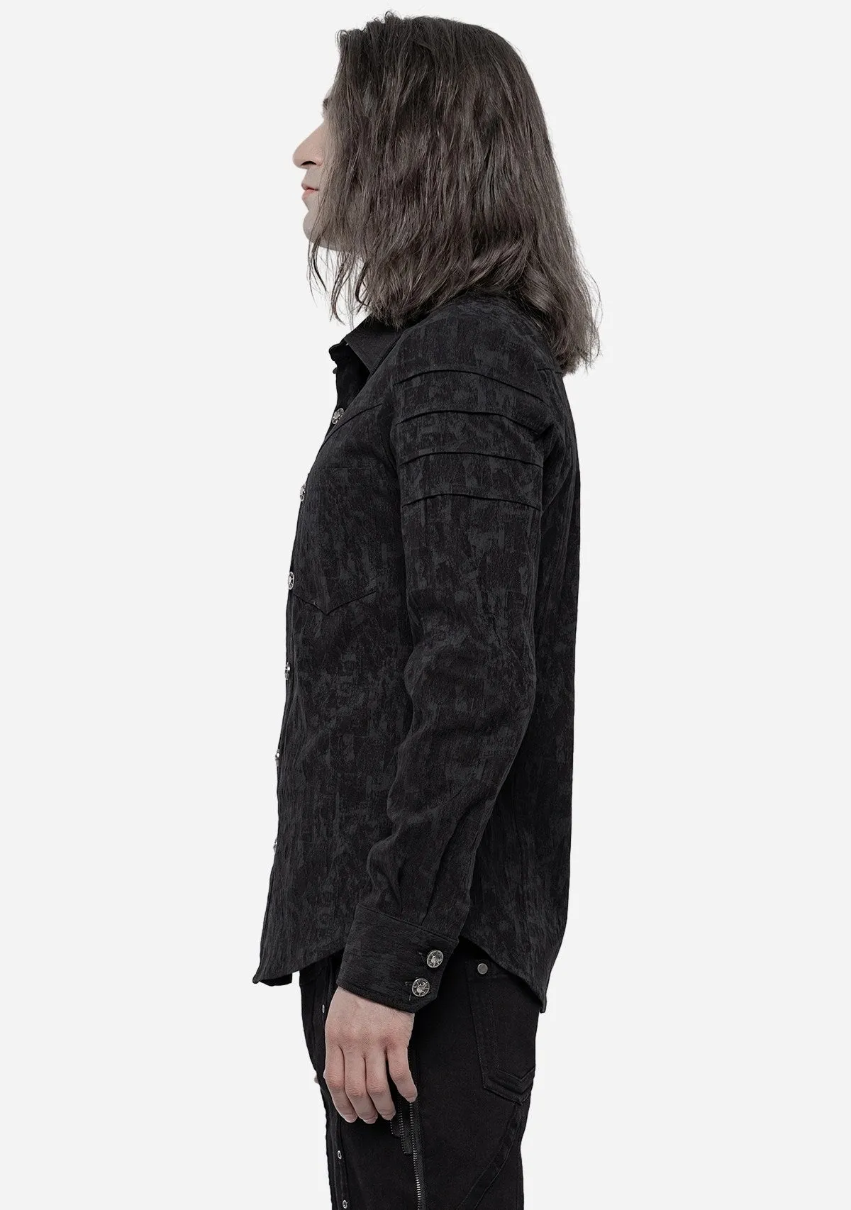 Elastic Jacquard Punk Long Sleeve Shirt sold by Shasilo Goth product image thumbnail 5